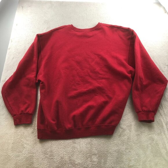 Vintage Womans Sweatshirt Large Crewneck Red Pullover Bird Graphic Print Casual - Picture 7 of 7